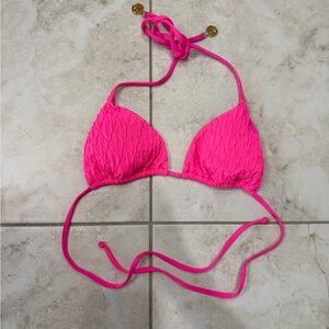 Luli Fama Triangle Bikini Top Hot Pink